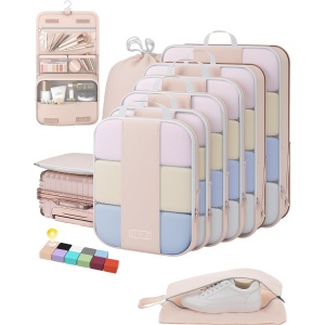 OlarHike 10 Set Compression Packing Cubes for Airplane/Cruise